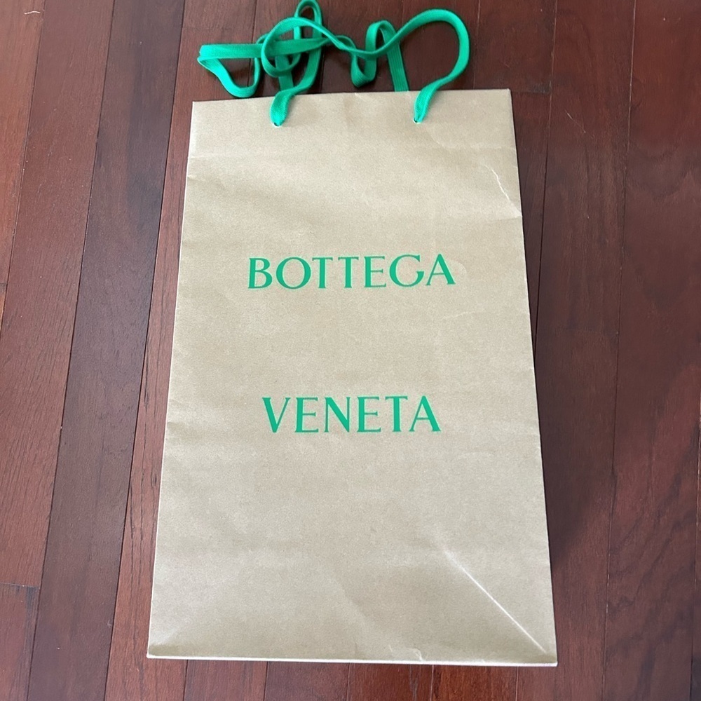 Authentic Bottega Veneta Extra Large Paper Shopping Bag W Green Cloth Handle
